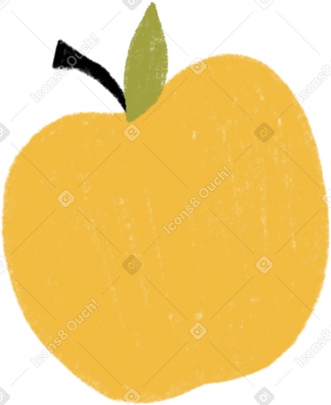 yellow apple with leaf Illustration in PNG, SVG