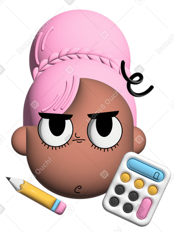 Girl with calculator and pencil PNG, SVG