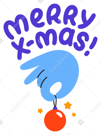 hand and lettering merry x-mas! sticker Illustration in PNG, SVG