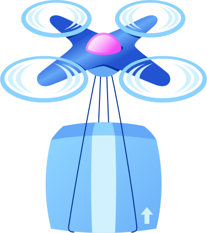 drone with parcel Illustration in PNG, SVG