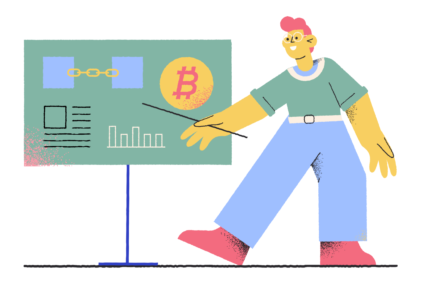 Blockchain courses Illustration in PNG, SVG