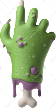 3D Dos d'une main de zombie verte coupée PNG, SVG
