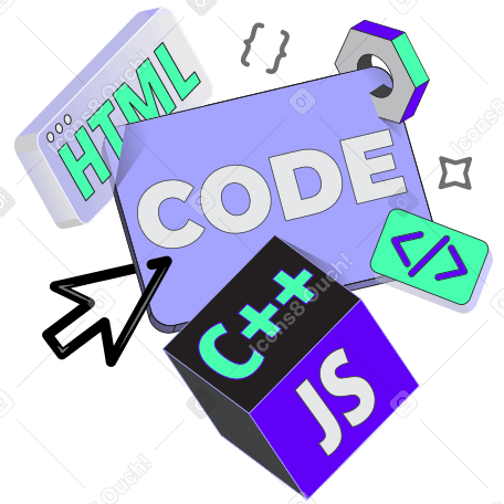 Lettering Code with programming languages text PNG, SVG