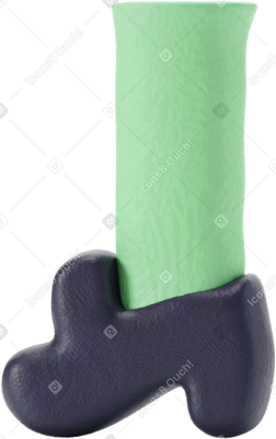 3D Green leg in black shoe PNG, SVG