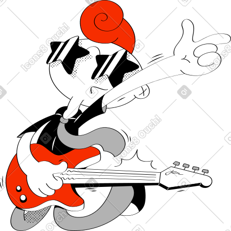 rock musician with electric guitar in glasses PNG, SVG