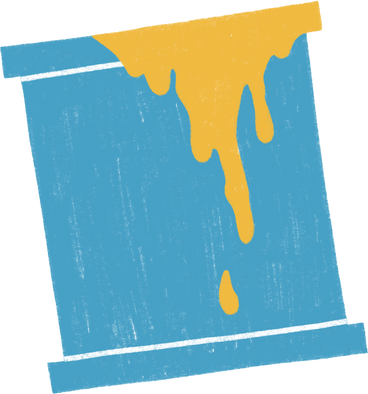 paint bucket with yellow color drops PNG, SVG