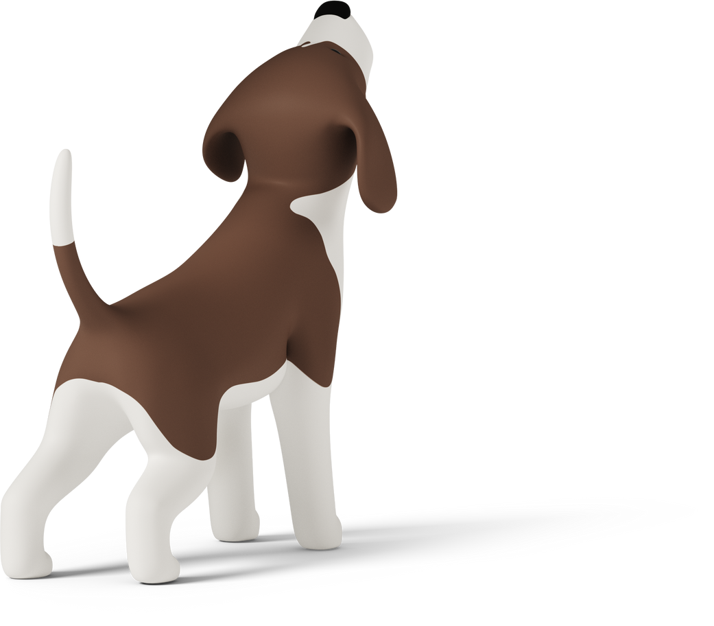 rear view of beagle dog howling Illustration in PNG, SVG