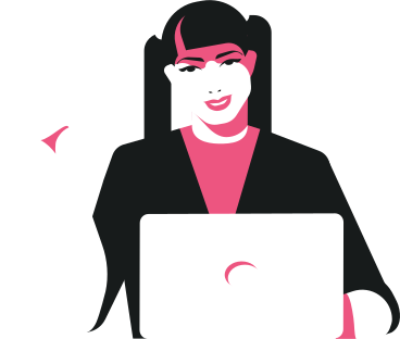 smiling woman with laptop PNG, SVG