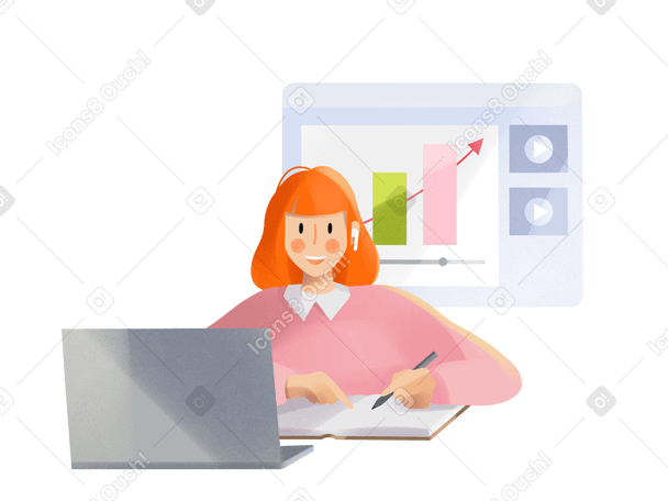 girl studying online Illustration in PNG, SVG