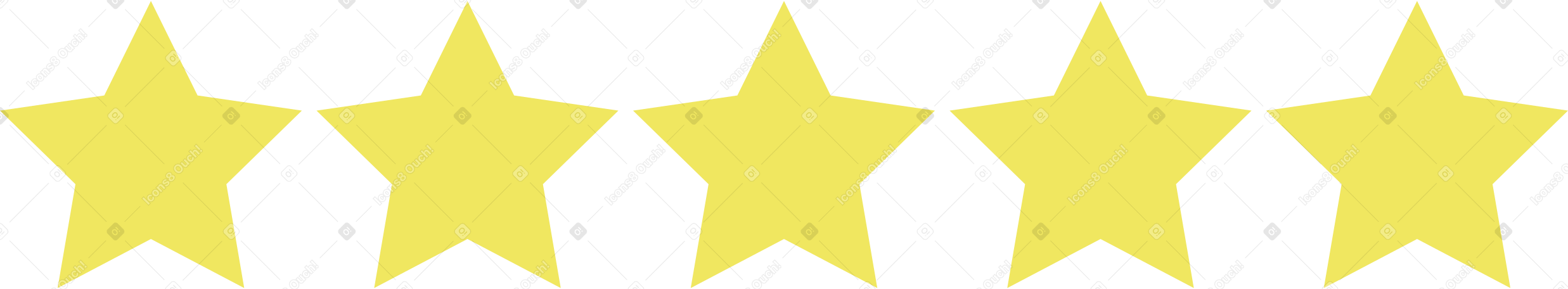 five yellow stars PNG, SVG