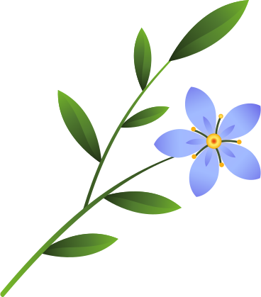 one small blue flower on a twig PNG, SVG