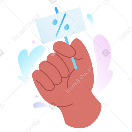 The hand holding the sale sign with its fingers animated illustration in GIF, Lottie (JSON), AE