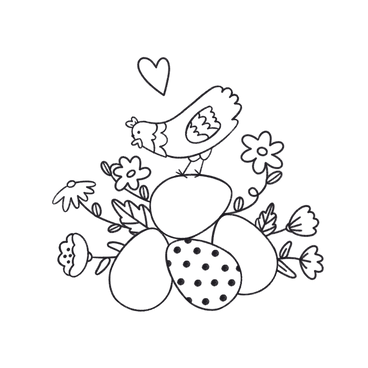 easter eggs with chicken and flowers PNG、SVG