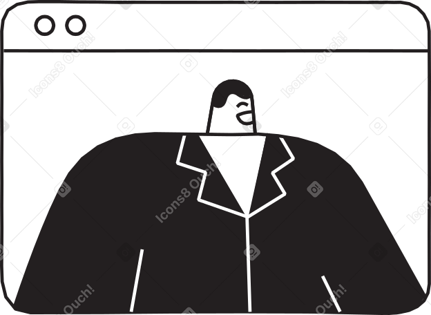 man in browser window Illustration in PNG, SVG