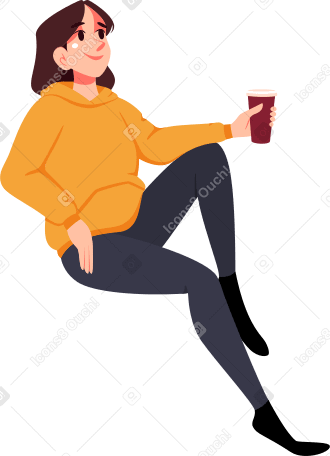 seated woman holding a glass PNG, SVG