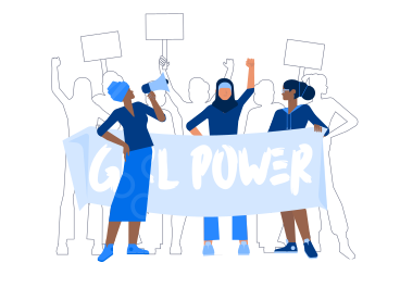 Frauenmarsch mit girl-power-banner PNG, SVG