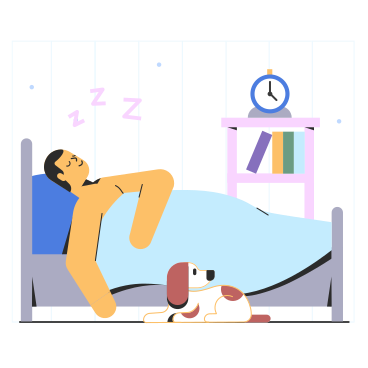GIF, Lottie(JSON), AE 침대에서 자고있는 남자 애니메이션 일러스트레이션