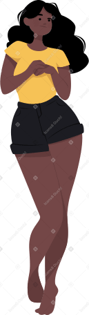 sad young woman in shorts and t-shirt PNG, SVG