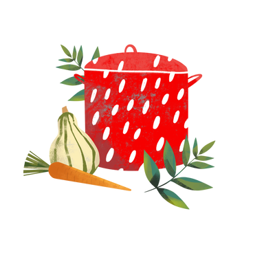 Pot with carrot and onion PNG, SVG
