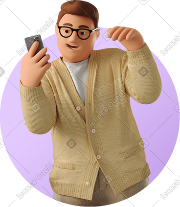 Man dancing with phone PNG, SVG