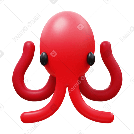3D octopus Illustration in PNG, SVG