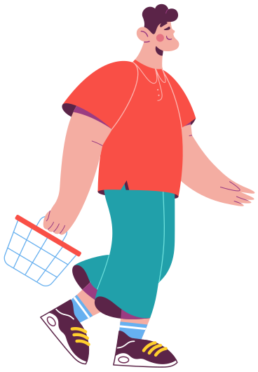 Man with a basket PNG, SVG