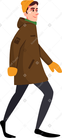 walking man in coat Illustration in PNG, SVG