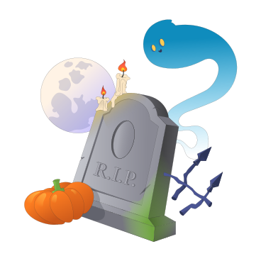 Graveyard and ghost at Halloween night PNG, SVG