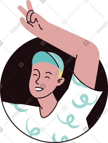 Avatar of a man showing a victory sign PNG, SVG