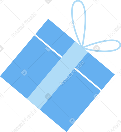 blue gift with ribbon and bow PNG, SVG