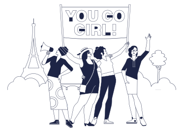 Lettering You Go Girl! with women's march and banner PNG, SVG
