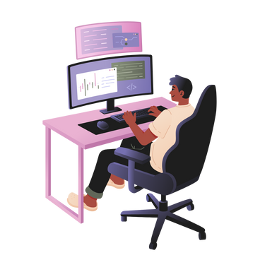 Male programmer writing program code PNG, SVG