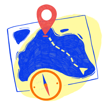 Map with the way to the goal and a compass for orientation in space PNG, SVG