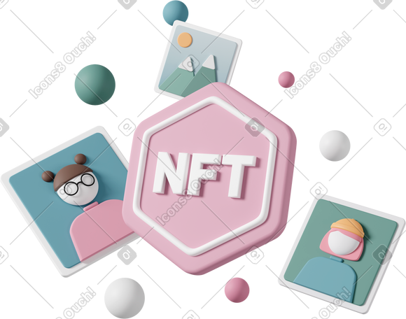 3D nft art composition PNG, SVG