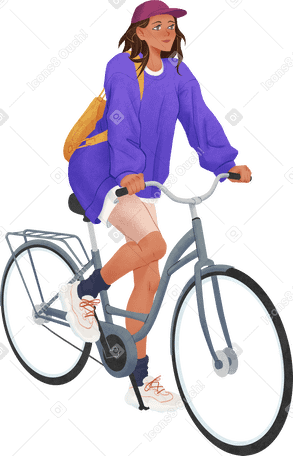 woman riding bicycle Illustration in PNG, SVG