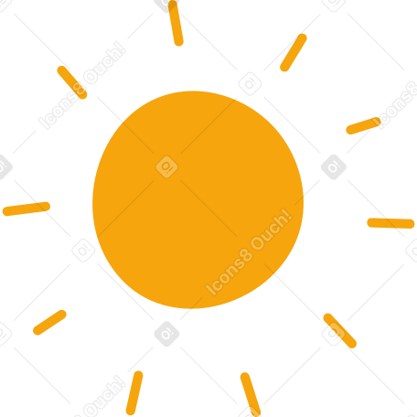 yellow sun with rays Illustration in PNG, SVG