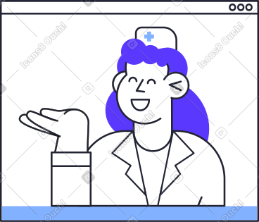 Joyful doctor woman in browser window PNG, SVG