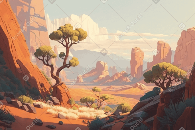 Canyons landscape background PNG, SVG