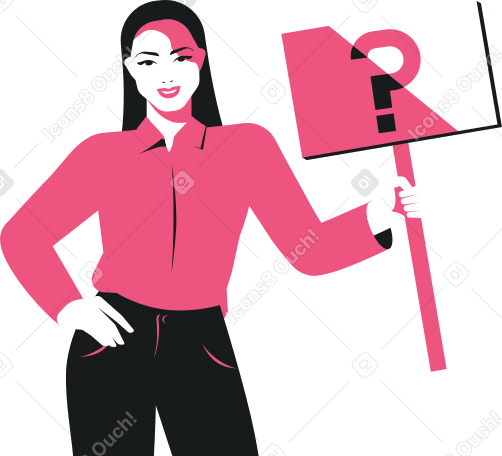 girl with question sign Illustration in PNG, SVG