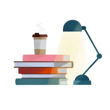 Stack of books and coffee PNG, SVG