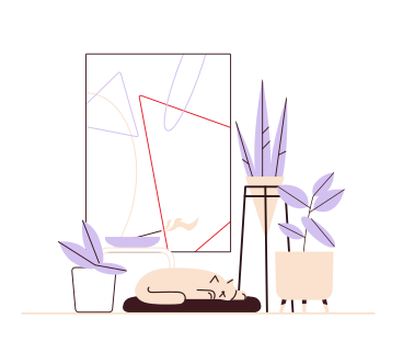 Interior with a cat PNG, SVG