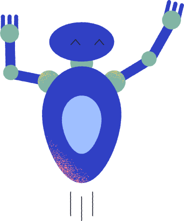 Dark blue jumping robot PNG, SVG