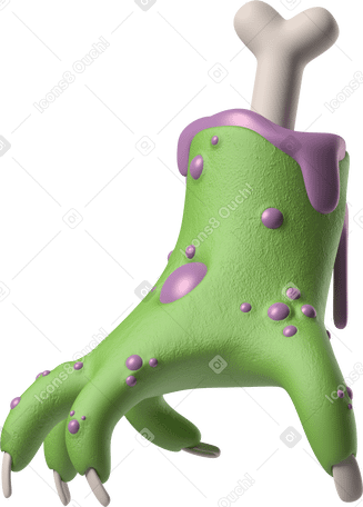 3D Vue latérale d'une main de zombie vert PNG, SVG