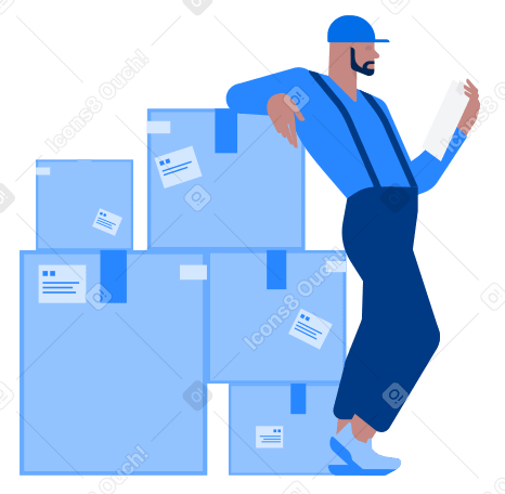 Man with boxes Illustration in PNG, SVG
