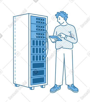 System administrator next to server rack  PNG, SVG