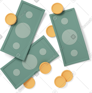 Banknotes with coins PNG, SVG