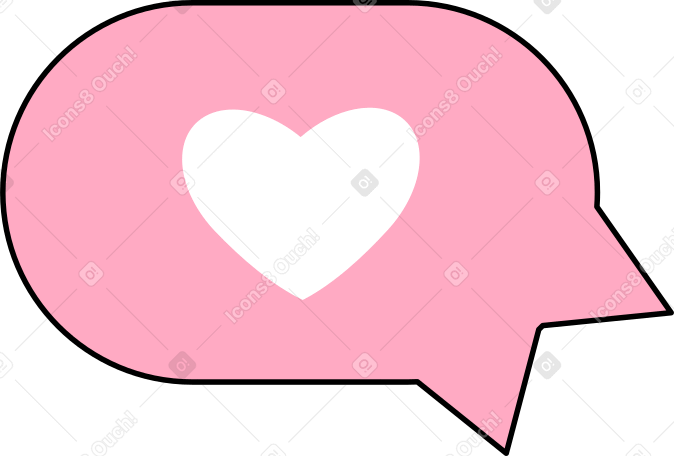 light pink speech bubble with white heart Illustration in PNG, SVG