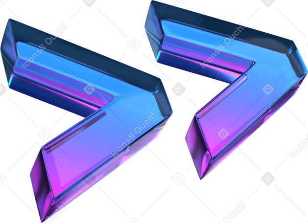 3D Guilhotinas apontando para a direita em vidro gradiente PNG, SVG