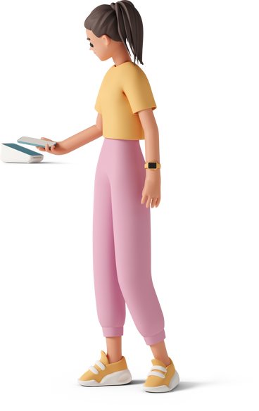 girl with payment terminal PNG, SVG