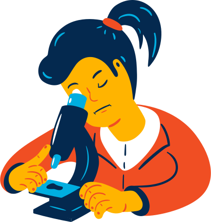 woman with microscope Illustration in PNG, SVG